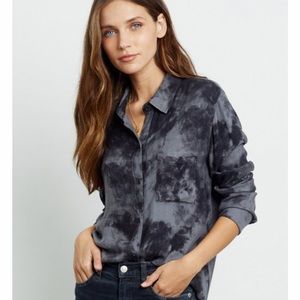 Rails Women’s Hunter Grey Charcoal Tie Dye Buttoned Down W/Pocket Shirt S